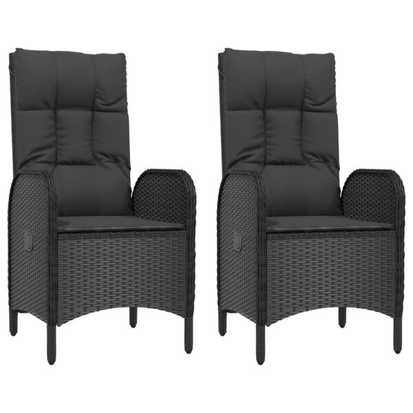 vidaXL 5 Piece Garden Dining Set with Cushions Black Poly Rattan