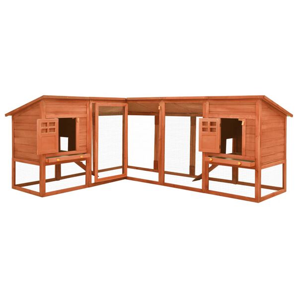 vidaXL Outdoor Rabbit Hutch with Run Brown Solid Fir Wood