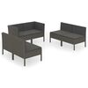 vidaXL 6 Piece Garden Lounge Set with Cushions Poly Rattan Grey