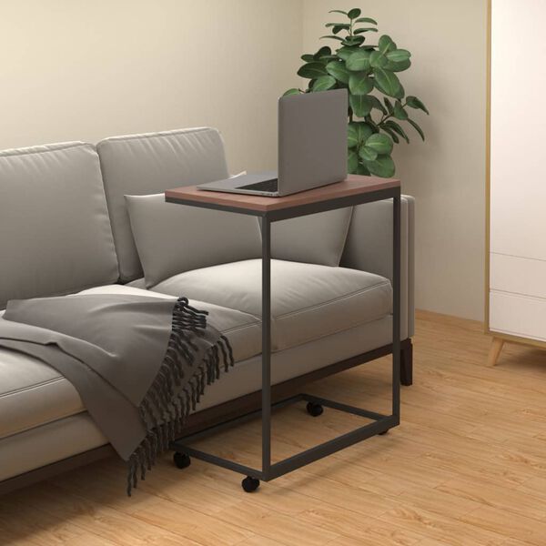 vidaXL Side Table with Wheels Black 55x35x70 cm Engineered Wood