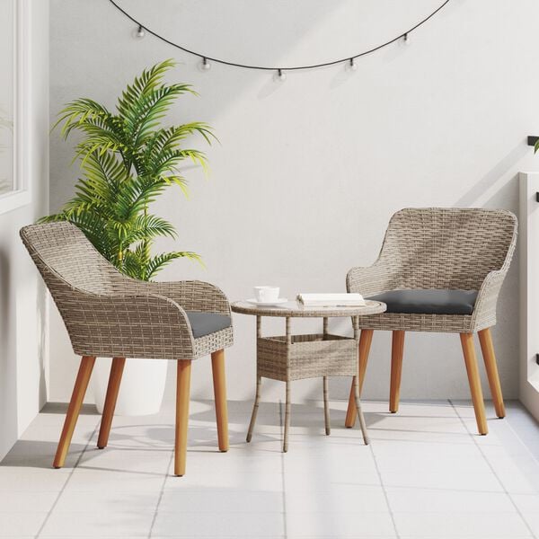 vidaXL Outdoor Chairs with Cushions 2 pcs Poly Rattan Black