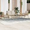 vidaXL 4 Piece Garden Sofa Set with Cushions Beige Poly Rattan