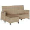 vidaXL Reclining Garden Sofa with Cushions L-shaped Beige Poly Rattan