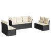 vidaXL 7 Piece Garden Sofa Set with Cushions Black Poly Rattan