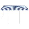 vidaXL Automatic Retractable Awning with Posts 3x2.5 m Blue&White