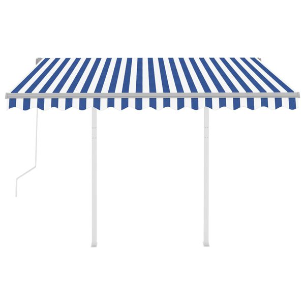 vidaXL Automatic Retractable Awning with Posts 3x2.5 m Blue&White