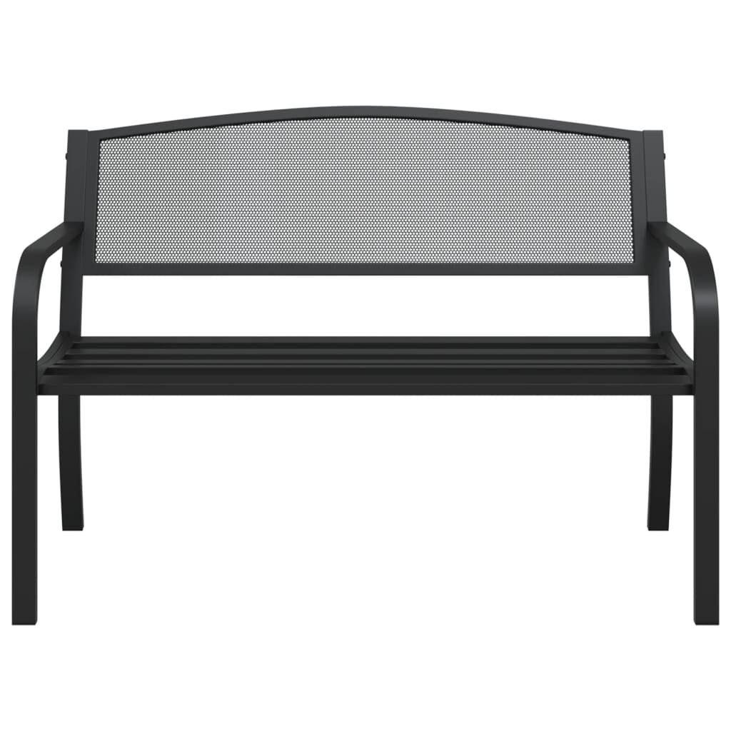 vidaXL Garden Bench 119 cm Black Steel