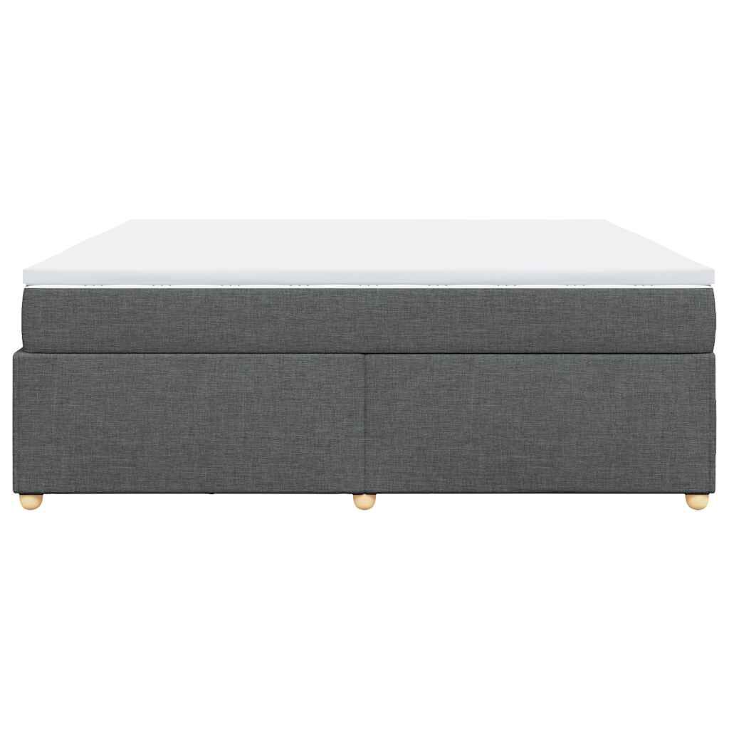 vidaXL Box Spring Bed with Mattress Dark Grey King Fabric