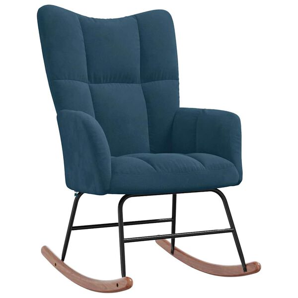 vidaXL Rocking Chair Blue Velvet