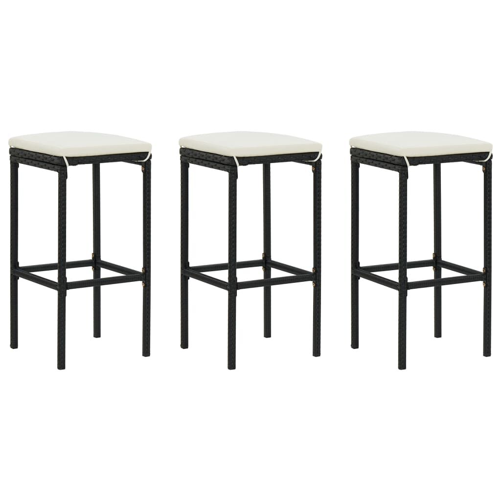 vidaXL 4 Piece Garden Bar Set with Cushions Poly Rattan Black