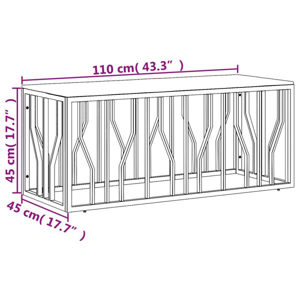 vidaXL Coffee Table Silver Stainless Steel and Solid Wood Acacia