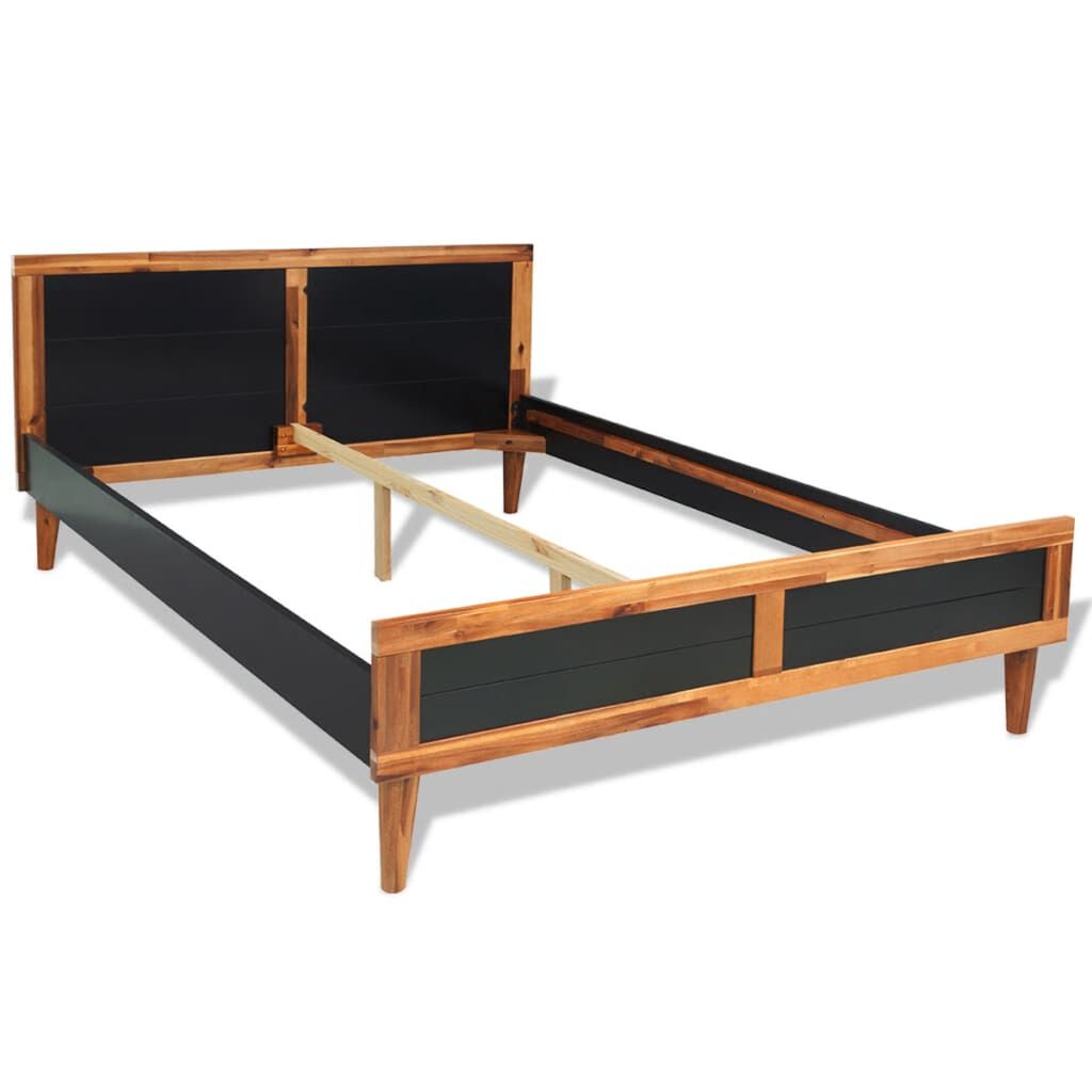 vidaXL Bed Frame without Mattress Black Solid Acacia Wood 140x200 cm