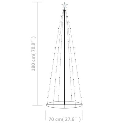 vidaXL Christmas Cone Tree Cold White 100 LEDs Decoration 70x180 cm