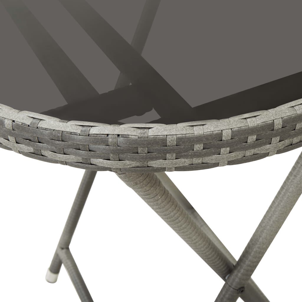 vidaXL 3 Piece Garden Bistro Set Poly Rattan and Tempered Glass Grey