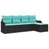 vidaXL Garden Sofa Set with Storage 5 pcs Black Poly Rattan
