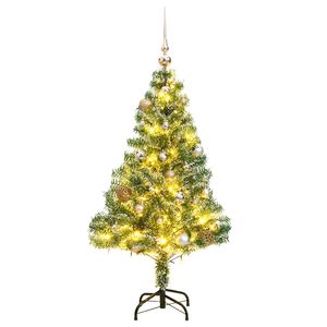 vidaXL Artificial Christmas Tree 150 LEDs&Ball Set&Flocked Snow 120 cm