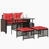 vidaXL 4 Piece Garden Sofa Set with Cushions Brown Poly Rattan Glass