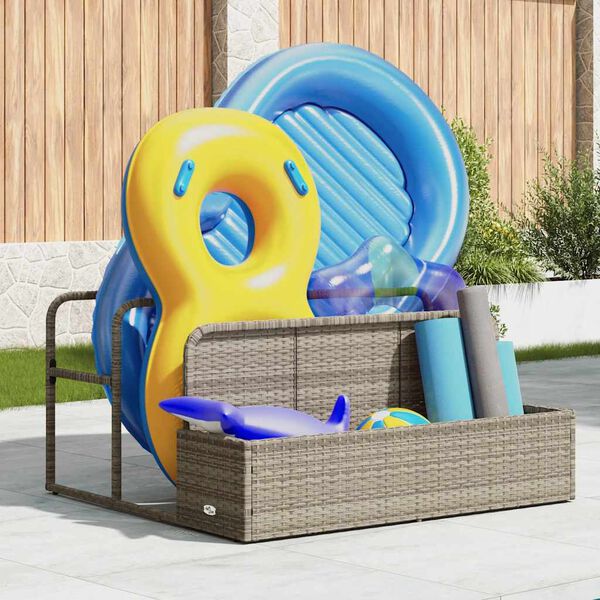 vidaXL Poolside Float Storage Light Grey 110x100x57 cm Poly Rattan