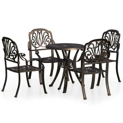 vidaXL 5 Piece Bistro Set Cast Aluminium Bronze