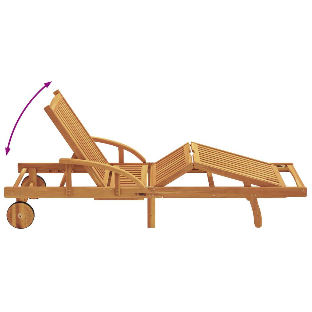 vidaXL Sun Loungers 2 pcs with Cushions and Table Red Solid Wood Acacia