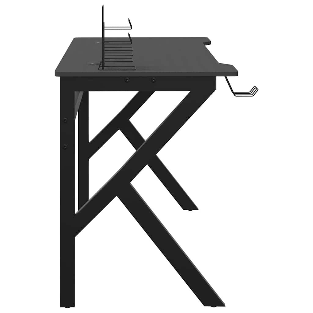 vidaXL Gaming Desk with K Shape Legs Black 110x60x75 cm