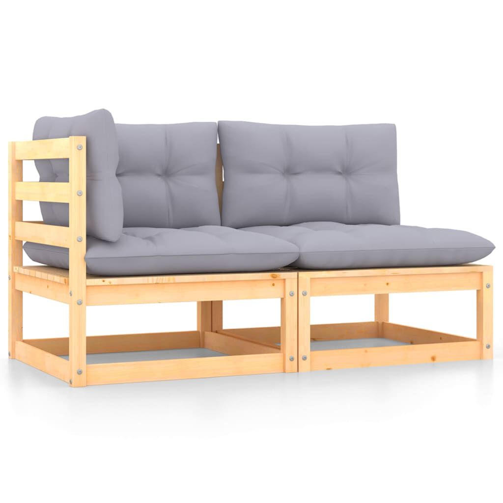 vidaXL 2 Piece Garden Lounge Set with Cushions Solid Pinewood
