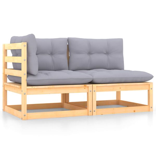vidaXL 2 Piece Garden Lounge Set with Cushions Solid Pinewood