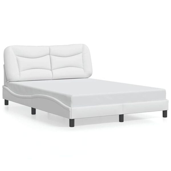 vidaXL Bed Frame without Mattress "Hvar" White 137x190 cm Double Faux Leather