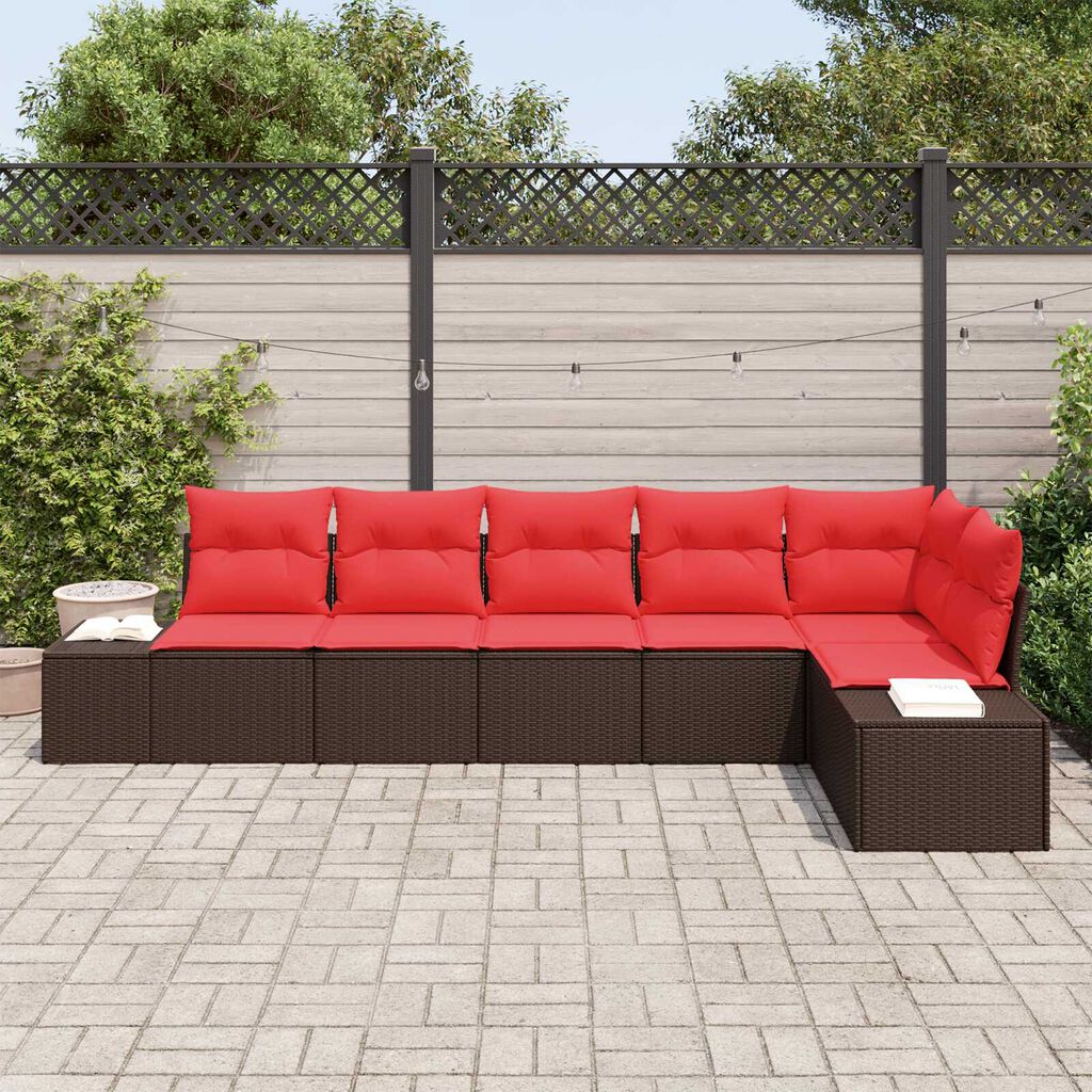 vidaXL 7 Piece Garden Sofa Set with Cushions Beige Poly Rattan