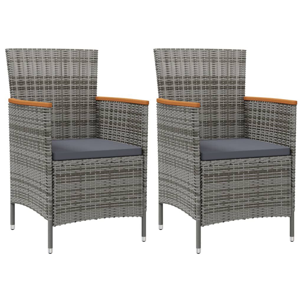 vidaXL Garden Dining Chairs 2 pcs Poly Rattan Grey