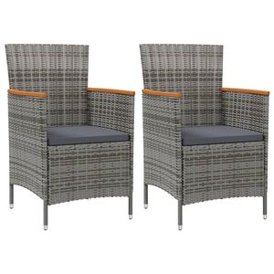 vidaXL Garden Dining Chairs 2 pcs Poly Rattan Grey