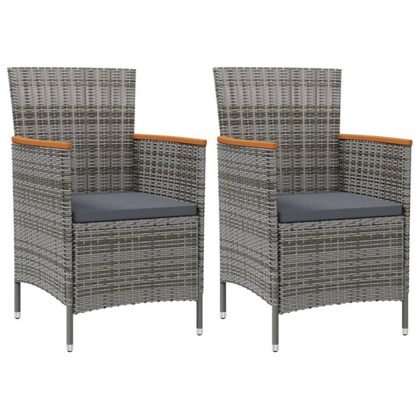 vidaXL Garden Dining Chairs 2 pcs Poly Rattan Grey