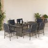 vidaXL 7 Piece Garden Dining Set with Cushions Grey Poly Rattan