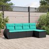 vidaXL 5 Piece Garden Sofa Set with Cushions Black Poly Rattan