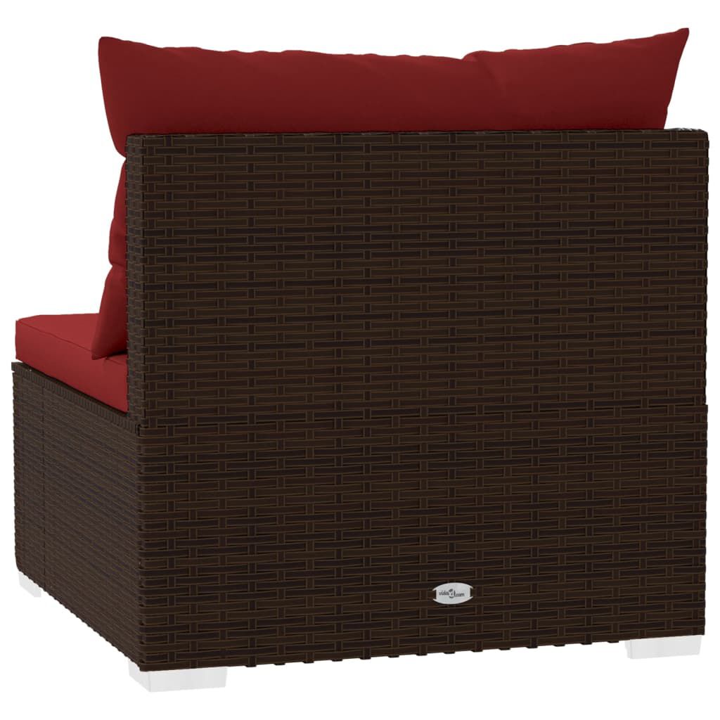 vidaXL 3-Seater Sofa with Cushions Brown Poly Rattan