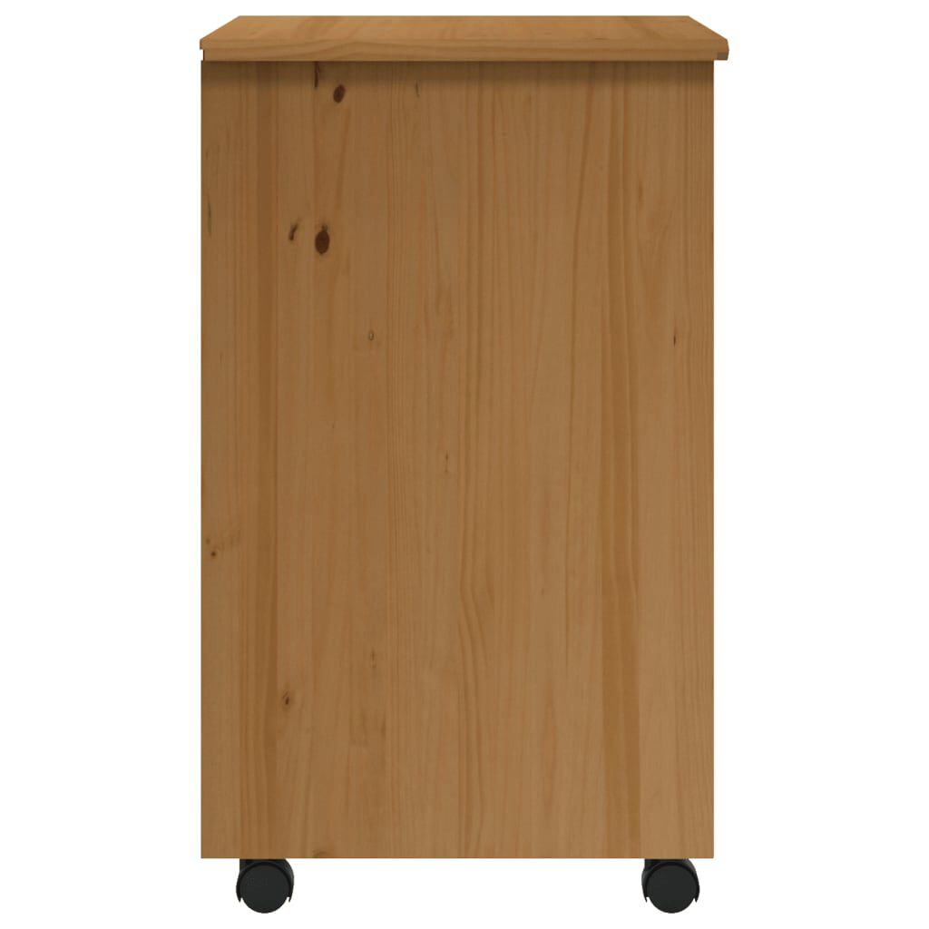 vidaXL Rolling Cabinet with Drawers MOSS Honey Brown Solid Wood Pine