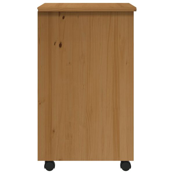 vidaXL Rolling Cabinet with Drawers MOSS Honey Brown Solid Wood Pine