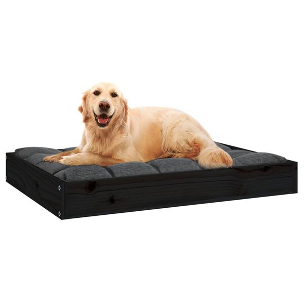 vidaXL Dog Bed Black 71.5x54x9 cm Solid Wood Pine