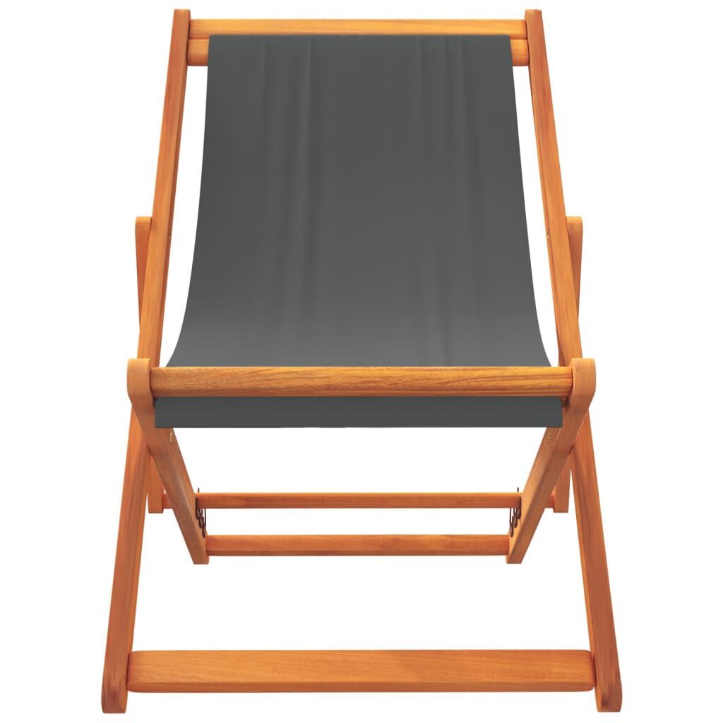 vidaXL Folding Beach Chairs 2 pcs Grey Fabric