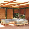 vidaXL 13 Piece Garden Lounge Set with Grey Cushions Pinewood