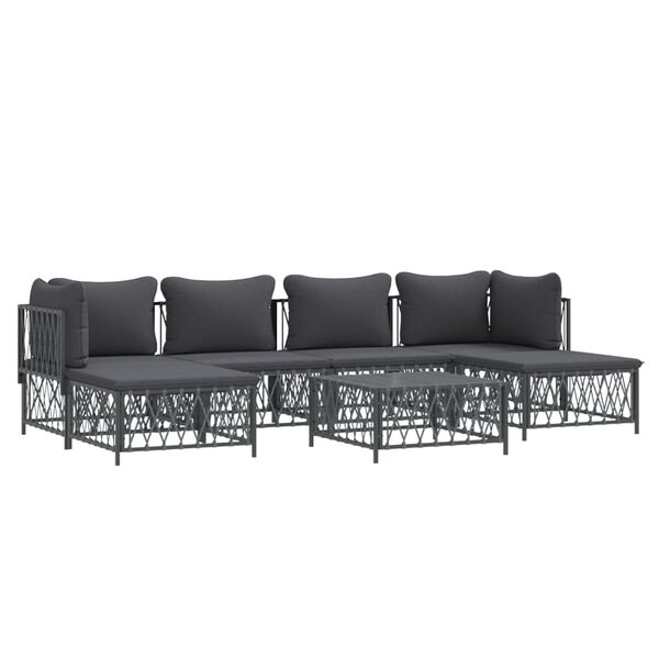 vidaXL 7 Piece Garden Lounge Set with Cushions Anthracite Steel