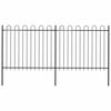vidaXL Garden Fence with Hoop Top Steel 359x150 cm Black