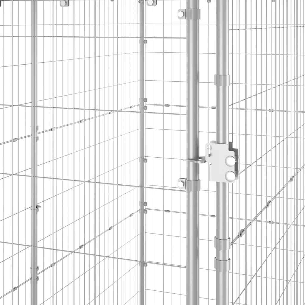 vidaXL Outdoor Dog Kennel Galvanised Steel with Roof 110x220x180 cm