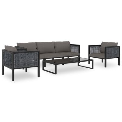 vidaXL Right Corner Sofa with Cushion Anthracite Poly Rattan