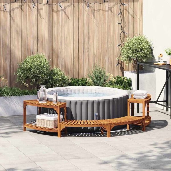 vidaXL Round Outdoor Hot Tub Surround Brown 252 x 112 x 55.5 cm