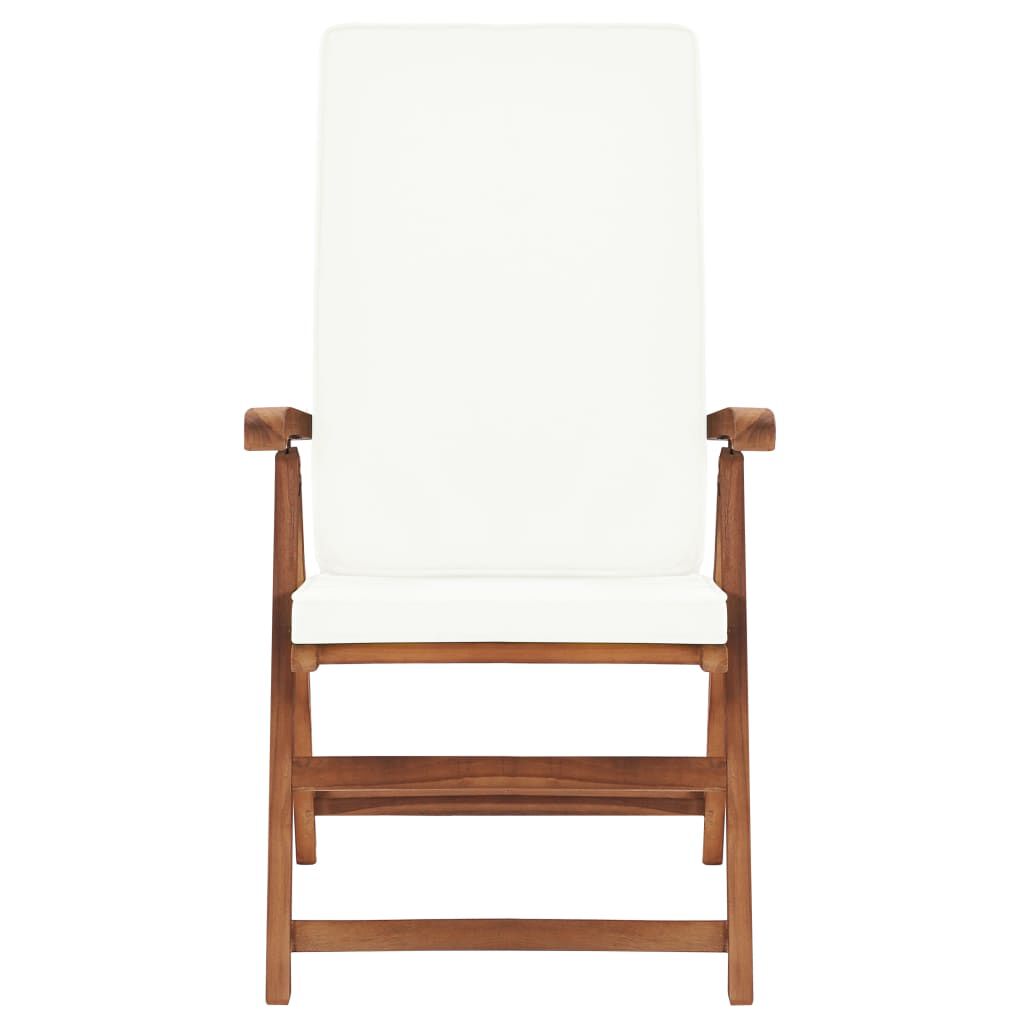 vidaXL Reclining Garden Chairs with Cushions 2 pcs Solid Teak Wood Cream