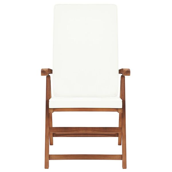 vidaXL Reclining Garden Chairs with Cushions 2 pcs Solid Teak Wood Cream
