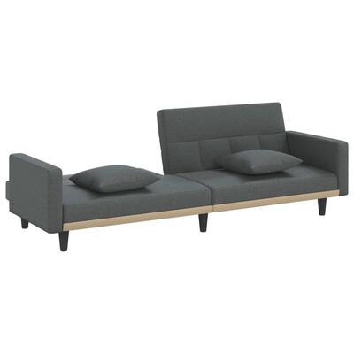 vidaXL Sofa Bed with Cushions Dark Grey Fabric