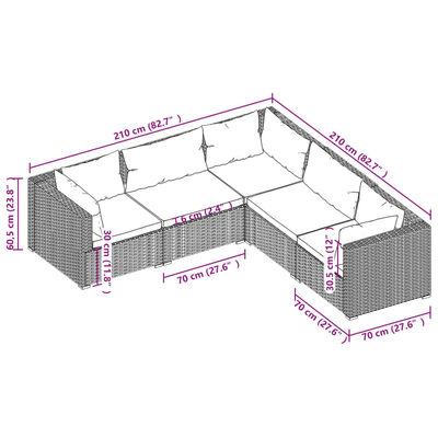 vidaXL 5 Piece Garden Lounge Set with Cushions Poly Rattan Brown