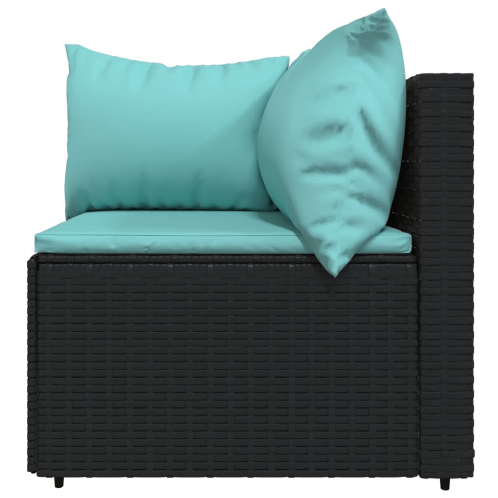 vidaXL 4 Piece Garden Lounge Set with Cushions Black Poly Rattan